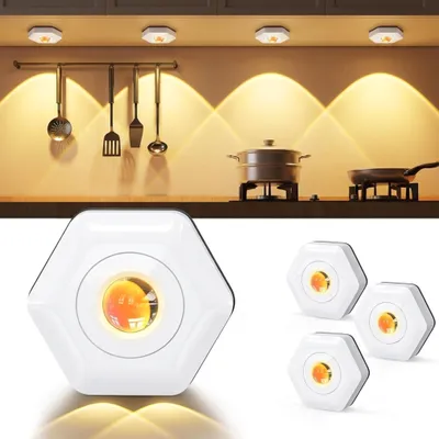 Produktbild von 4x LED Sunset Spots Batterie, Vitrinenbeleuchtung Unterbauleuchte Kabellos LED Sonnenuntergang Schranklicht Atmosphäre dekorative Lichter Nachtlichter