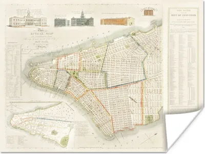 Produktbild von MuchoWow® Poster Karte - New York - Jahrgang 120x90 cm - Wandbild