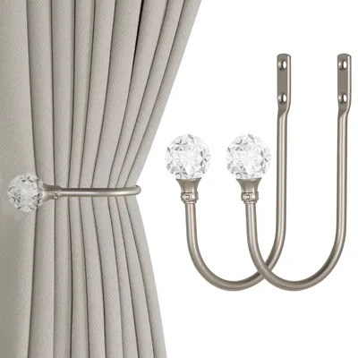 Produktbild von 2 robuste U-förmige Metallhalterungen mit transparenten Kristallösen