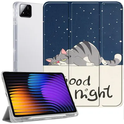 Image de Coque pour Xiaomi Pad 7 / Xiaomi Pad 7 Pro, Protection avec Porte-Stylet - Motif Chat