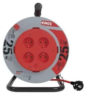 Image de Emos 108125 Kabel prodlužovací 25m / 230V cívka 4 zásuvky pevný střed