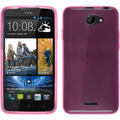 Produktbild von PhoneNatic Case kompatibel mit HTC Desire 516 - rosa Silikon Hülle transparent + 2 Schutzfolien