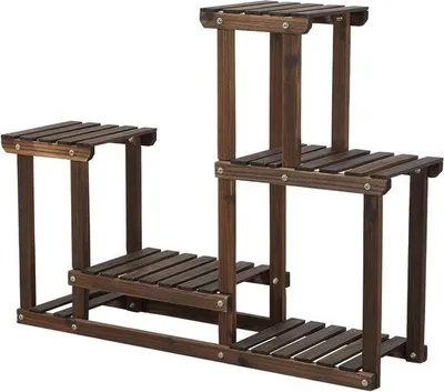 Obrázek produktu pro Dřevěný stojan na květiny pro vnitřní i venkovní použití – víceúrovňový stojan na květiny (rozměry: 95 x 25 x 73 cm)