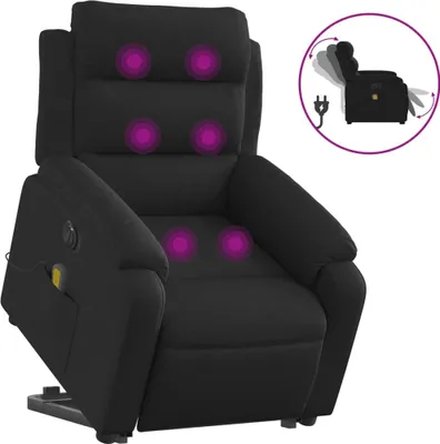 Imagen del producto de vidaXL Sillón de masaje eléctrico con función de ayuda para levantarse, color negro, tapizado en tela