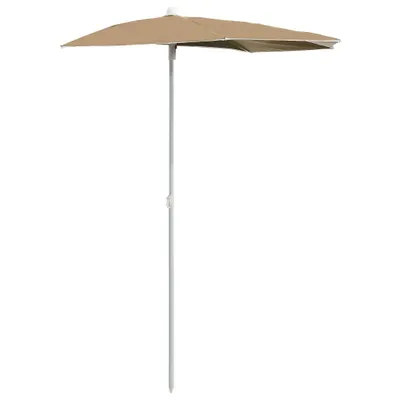 Image de vidaXL Demi-parasol avec mât 180x90 cm Taupe