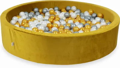 Immagine prodotto di Piscina di palline 600 pezzi 130x30 Velluto Oro: oro, argento, perla