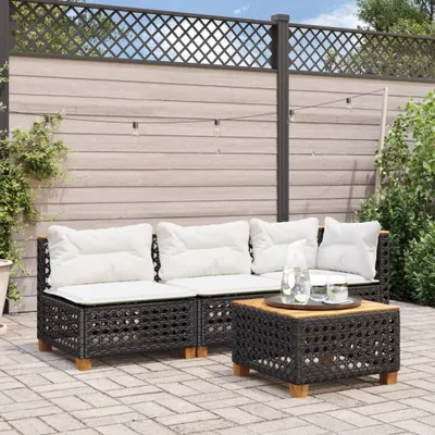 Produktbild von "im " Gartensofa mit Kissen - Terrassen-Sofa - 3-Sitzer Schwarz Poly Rattan - Gartensofas CC16846