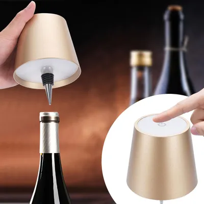 Produktbild von Edle Akku Flaschenlampe Gold: Dimmbar, 3 Lichtfarben: Verwandelt Flaschen in stimmungsvolle Leuchten