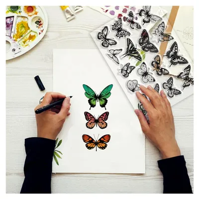 Produktbild von Vintage realistischer Schmetterling klarer Stempel für DIY Scrapbooking Nachbildung