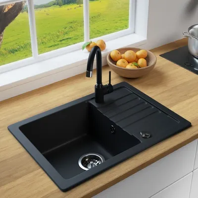 Produktbild von Rein Schwarz LINDBERGH® Granit Spüle "SIM44" Einbauspüle Küchenspüle Spülbecken