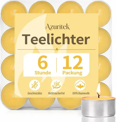 Produktbild von 12 Bienenwachs-Teelichter, Brenndauer: 6 Stunden