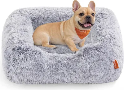 Produktbild von Hundebett mit erhöhtem Rand, abnehmbarer Bezug, 71 x 55 x 18 cm, grau