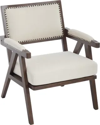 Immagine prodotto di AIORBER Sedia da salotto moderna in tessuto con struttura in legno, seduta imbottita, ideale per soggiorno, camera da letto, ufficio - Beige