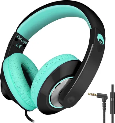 Produktbild von RockPapa Kinder Kopfhörer Over Ear, Kabelgebunden, Faltbar & Verstellbar, Stereo Sound, 3.5mm Klinke, Bequeme Kopfhörer für Schule & Reisen