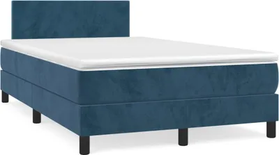 Produktbild von vidaXL Boxspringbett mit Matratze Dunkelblau 120x200 cm Samt