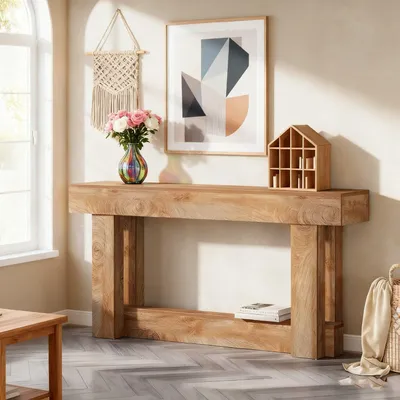 Imagen del producto de Mesa auxiliar - Mesa consola - Mesa de centro - Mesa de pared - Cómoda - Modelo pequeño - 2 niveles de almacenamiento