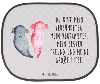 Produktbild von Mr. & Mrs. Panda Sonnenschutz Auto Axolotl Freundin - Grau Pastell - Geschenk, Valentinstag, autofenster, Liebe, hitzeschutz, Autoscheiben, Lurch, Pkw
