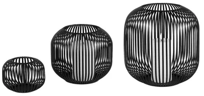 Produktbild von 3er Set Windlichter Wili Stäbe in Kugelform 10 + 18 + 26cm schwarz Formano