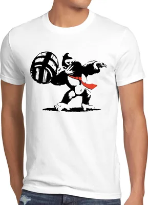 Produktbild von style3 Graffiti Kong Herren T-Shirt donkey pop art banksy geek snes nerd gamer, Größe:4XL, Farbe:Weiß