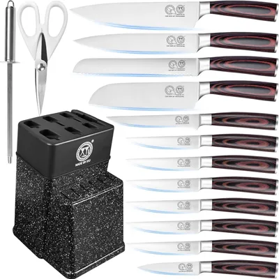 Immagine prodotto di Set professionale di coltelli da cucina con ceppo, 12 pezzi, acciaio inossidabile