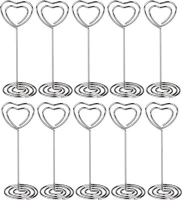 Produktbild von 10 Stück Kartenhalter, Fotohalter, Clip, Herz-Kartenhalter, Hochzeit, Tischkartenhalter, Foto-Memo-Bilder-Clip für Büro, Wohnung, Hochzeit, Geburtstag