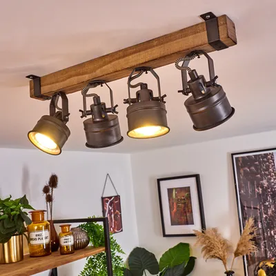 Produktbild von Villanuova »Villanuova« Deckenlampe aus Metall/Holz in Schwarz/Braun