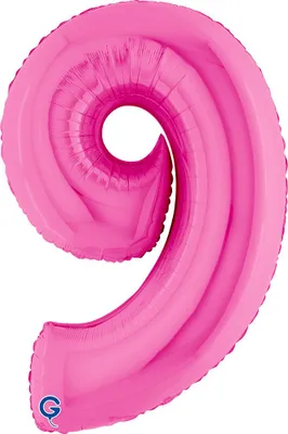 Produktbild von Riesenzahl Folienballon 40"/102cm | Pink Zahl: 9