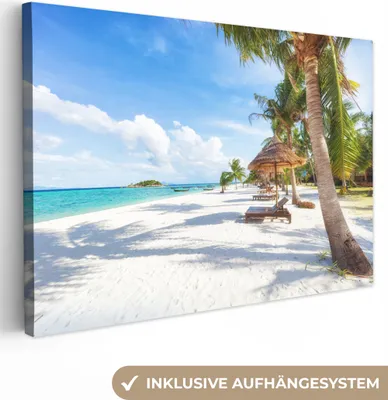 Produktbild von OneMillionCanvasses® - Leinwandbilder - 150x100 cm, Strand - Meer - Palmen, Wandbilder Kunstdruck Wanddekoration