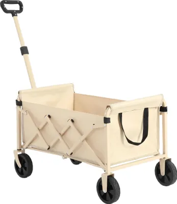 Produktbild von STILVORA Leichter Bollerwagen,zusammenklappbarer Strandwagen Gartenwagen mit großer Kapazität,Handwagen für Camping,Einkaufen&Garten,Beige