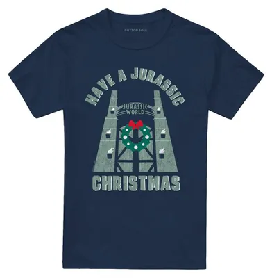 Productafbeelding van Jurassic World - "Jurassic Christmas" T-shirt voor heren/dames, uni, ringgesponnen katoen, model TV35197 (XL) (Marineblauw)