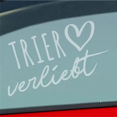 Produktbild von Auto Aufkleber Trier verliebt Herz Stadt Heimat Liebe Car 19x10 cm Milchglas Sticker Heckscheibenaufkleber