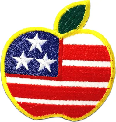 Produktbild von Apfel Usa - Aufnäher, Bügelbild, Aufbügler, Applikationen, Patches, Flicken, Zum Aufbügeln, Größe: 7 x 7,5 cm