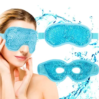 Produktbild von 2er-Set Kühl-Augenmasken, wiederverwendbar, Gel-Kühlbrille zur Linderung von Migräne, Kalt- & Warmtherapie, Entspannung für Augen