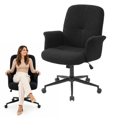 Produktbild von di volio Bürostuhl PARMO, Homeoffice Stuhl mit Rollen, höhenverstellbar & bequem, Schwarz