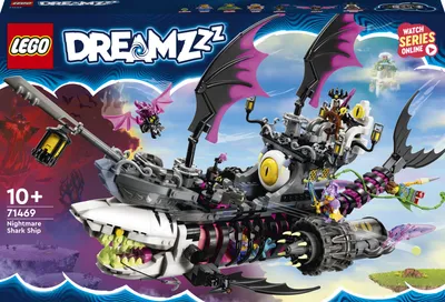 Produktbild von LEGO 71469 DREAMZzz Albtraum-Haischiff, Baue 2 Arten des Piraten-Boot-Spielzeuges, Modellbausatz mit 4 Minifiguren, Spielzeug für Kinder, Mädchen, Jungen, basierend auf der TV-Show