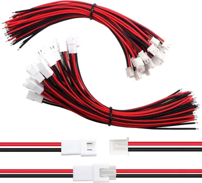 Image de 30 paires de connecteurs mâle-femelle JST XH 2,54 mm à 2 broches avec câble de 150 mm (22 AWG) pour l'électronique LED, les batteries, la robotique et les projets de bricolage