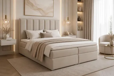 Obrázek produktu pro Boxspringová postel iDream 180x200 béžová – Riviera 16 s úložným prostorem a matrací