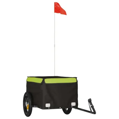 Image de Remorque de vélo noir et vert 30 kg fer