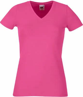 Produktbild von Fruit of the Loom - Lady-Fit V-Neck T - Fuchsia - S