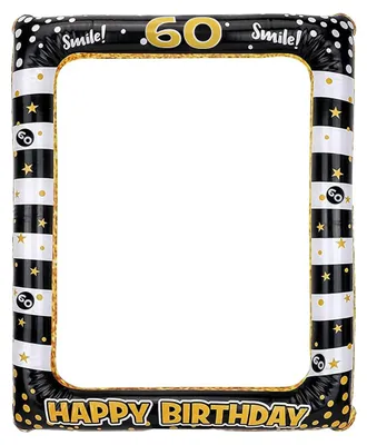 Productafbeelding van Opblaasbare fotolijst - Fotoaccessoire voor feestdecoratie - Zwart-goud - 60 stuks