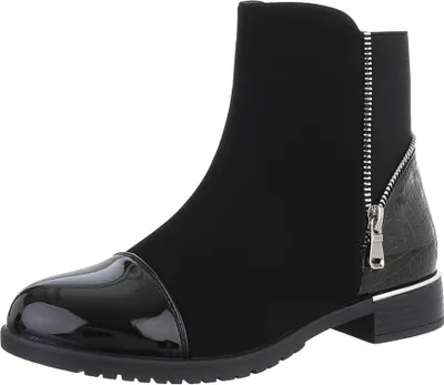 Produktbild von Ital-Design Damen Stiefeletten Leicht gefüttert , Textiloptik, Suede-look Flache Stiefeletten 87417700 Schwarz Gr.  38