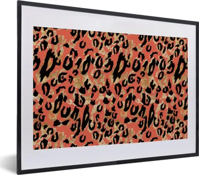 Produktbild von MuchoWow® Gerahmtes Poster Pantherdruck - Muster - Rosa 40x30 cm - Poster mit Schwarzem Bilderrahmen Wandposter Rahmen Foto Bilder - Bilderrahmen - Poster im Rahmen