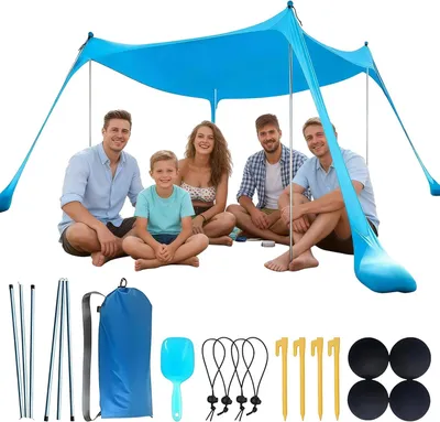 Imagen del producto de Strandzelt con protección UV, 3x3 metros, para proteger del sol, ideal para camping y playa