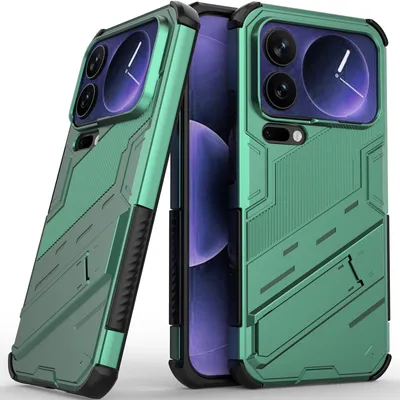 Produktbild von Armor Hülle für Xiaomi 17 Pro Max Hybrid PC TPU Bumper Stoßfestes Schutzhülle mit Standfunktion Grün