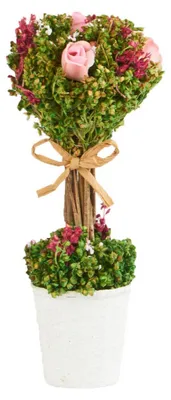 Produktbild von Trockenblumen-Gesteck mit weißen Rosen im Topf 18 x 8 cm - Einheitsgröße