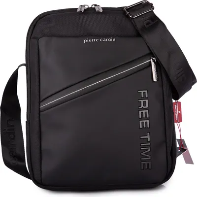 Produktbild von Pierre Cardin Herren Umhängetasche Reißverschluss Tabletfach 10,9 Zoll Diebstahlschutz Wasserabweisend Schwarz