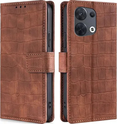 Produktbild von Mobigear Croco  OPPO Reno 8 5G Hülle Klapphülle Geldbörse - Braun