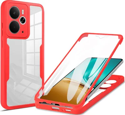 Produktbild von Schutzhülle für Realme 14, Eingebautem Displayschutz 360 Grad Komplettschutz Handyhülle Rot