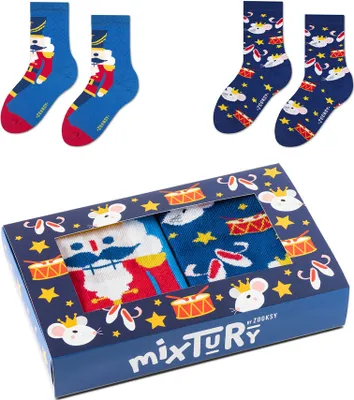 Produktbild von ein Set mit 2 Paar Weihnachtssocken für Kinder 30-35, "Nussknacker" Socken, Geschenksocken