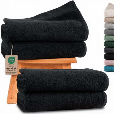 Produktbild von Duschtuch 4er Set Schwarz 4 Duschtücher 70x140 cm)
